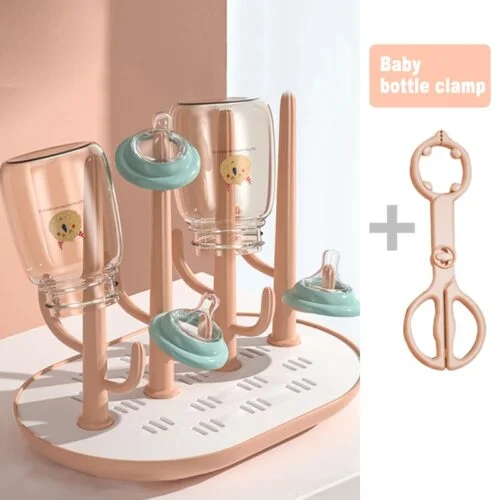 Escorredor de mamadeiras Healthy Baby + pegador de Brinde Modelo Rosa ou Verde