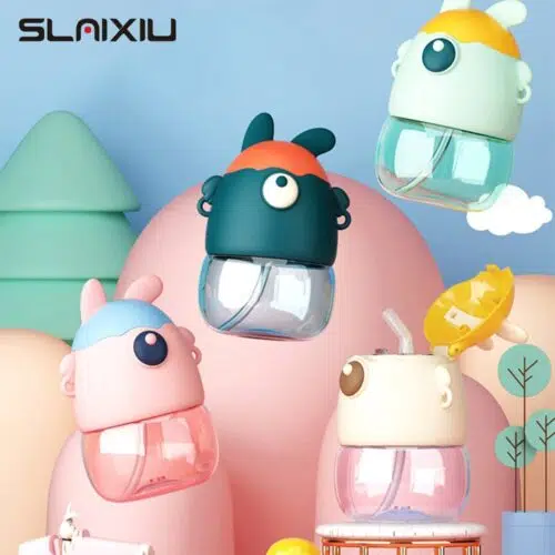 Copo infantil com canudo de silicone e tampa Healthy Baby Coelho 450ml